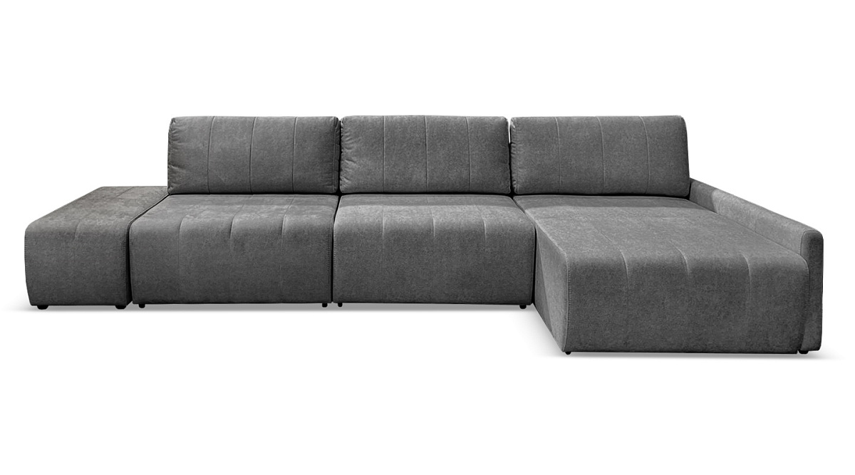 Угловой диван max Осака с пуфом  Серый велюр
