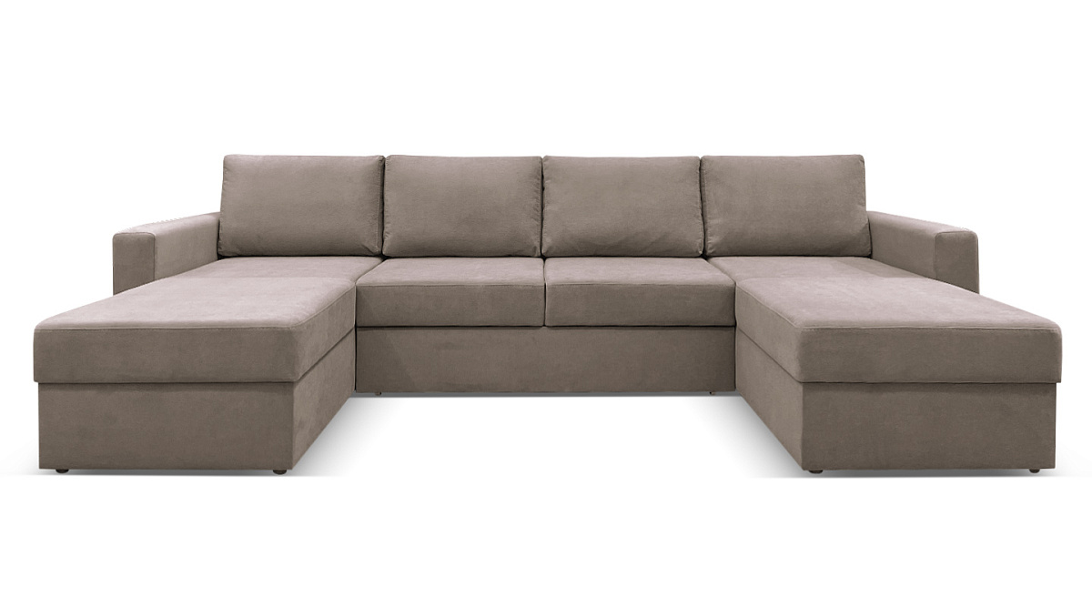 П-образный диван Карлстад Бежево-серый Велюр