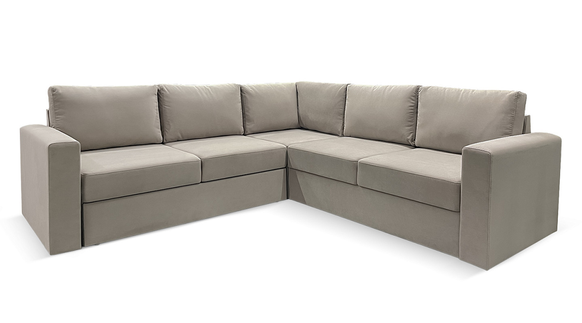 Угловой диван Ольборг Бежево-серый велюр