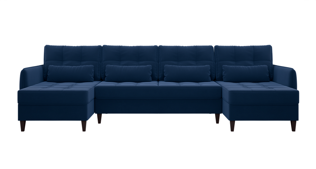 П-образный диван Ультра Синий велюр